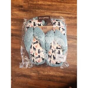 NWT Lazy Ones "Cat Nap" Spa Slippers Size L/XL Women's Size 7-9